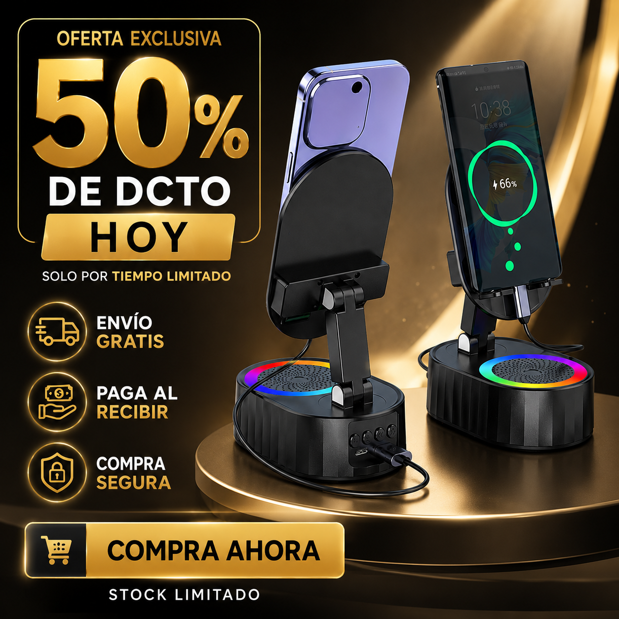 PowerStand - Parlante, Carga y Soporte