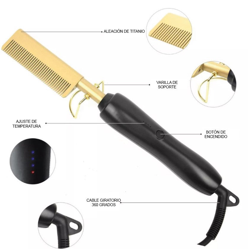 PEINE CALIENTE ALISADOR DE PELO, 2 EN 1