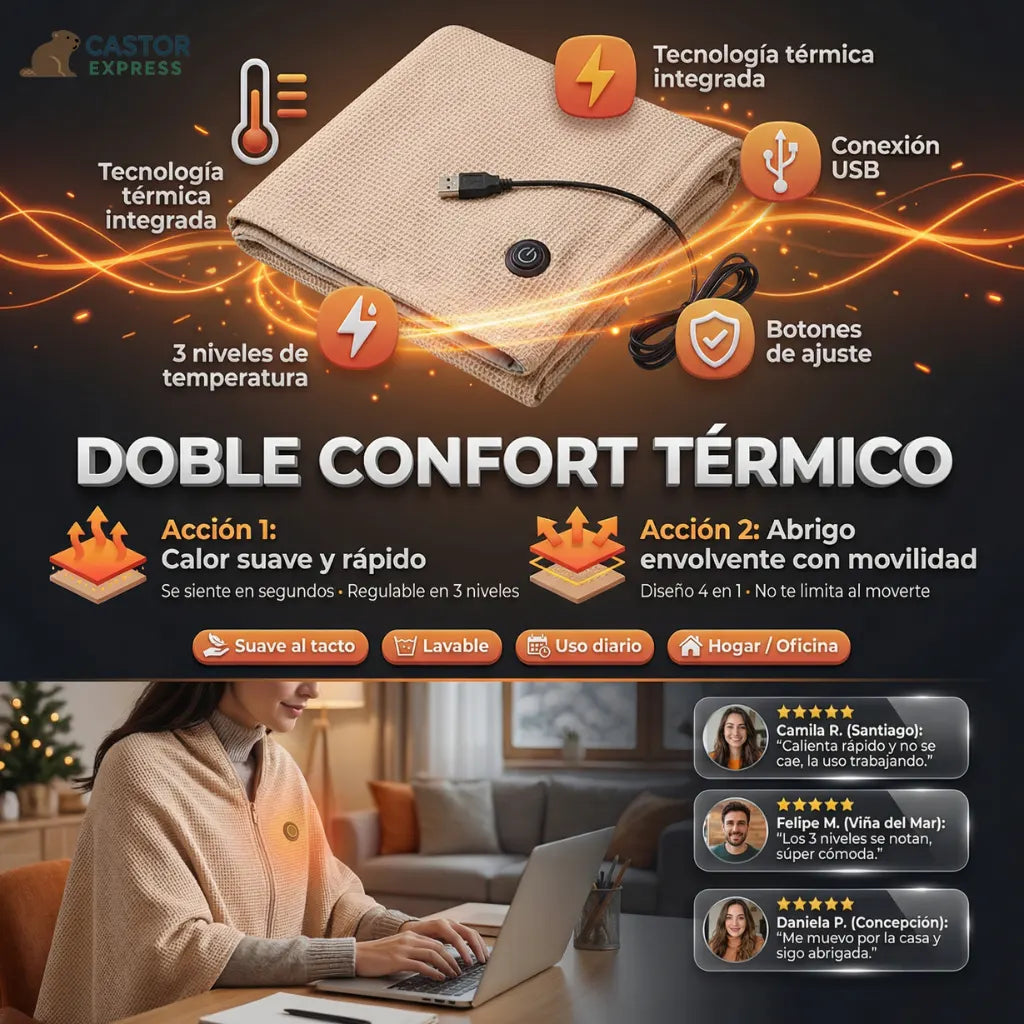 CozyWrap 4en1 - Calor cómodo donde estés