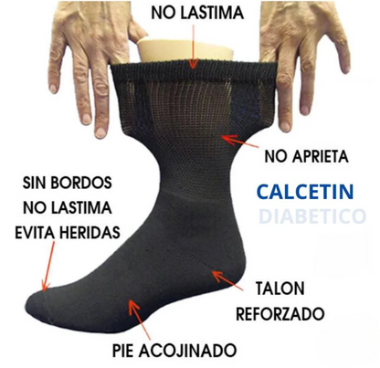 🎁 PACK DE 12 PARES DE CALCETINES PARA DIABÉTICOS