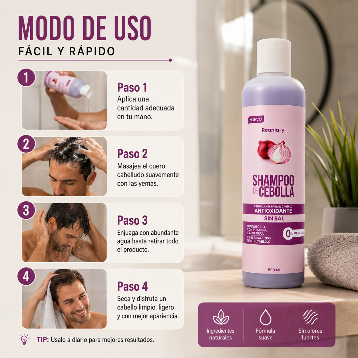 Shampoo Cebolla - Menos Caída Capilar