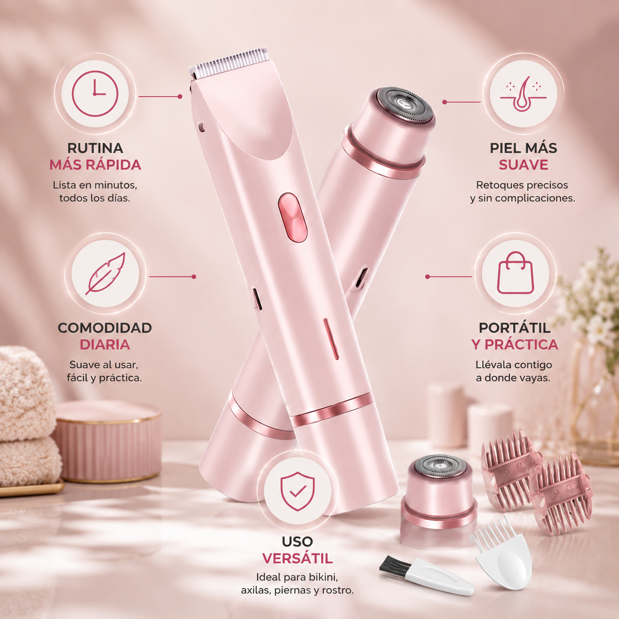 PeachSkin 2 en 1 - Depilación suave y rápida aprueba de agua