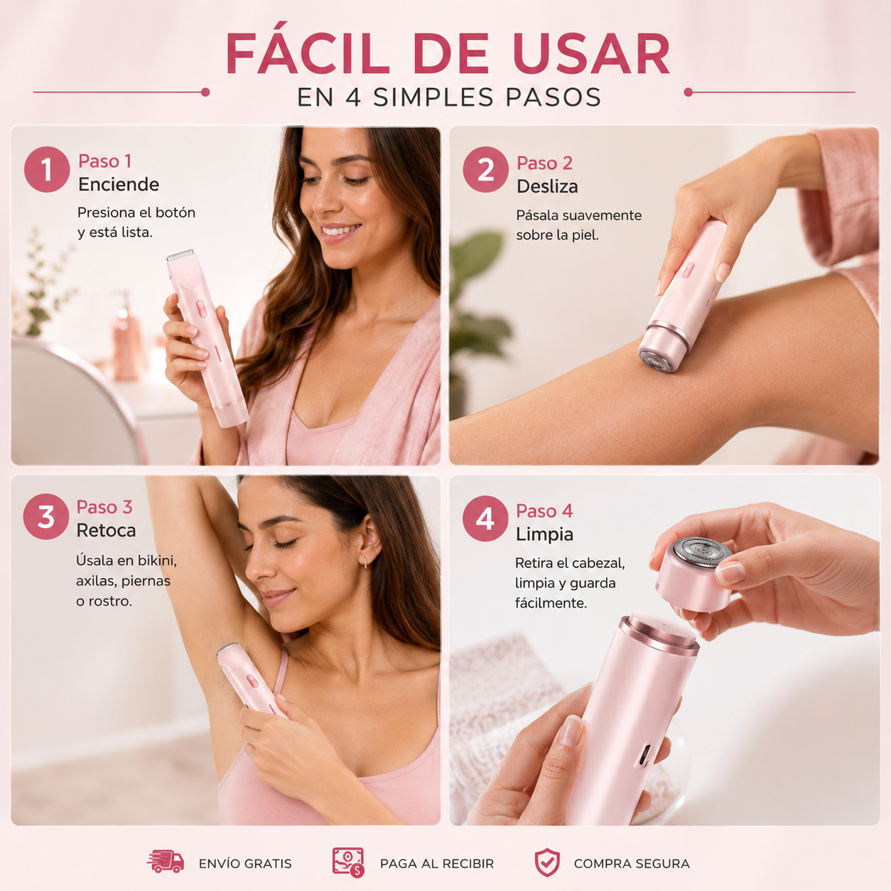 PeachSkin 2 en 1 - Depilación suave y rápida aprueba de agua