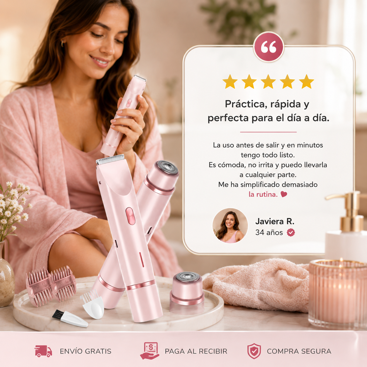PeachSkin 2 en 1 - Depilación suave y rápida aprueba de agua