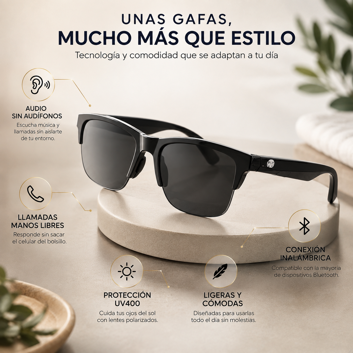 Gafas Inteligente F06 - Escucha sin dejar de ver