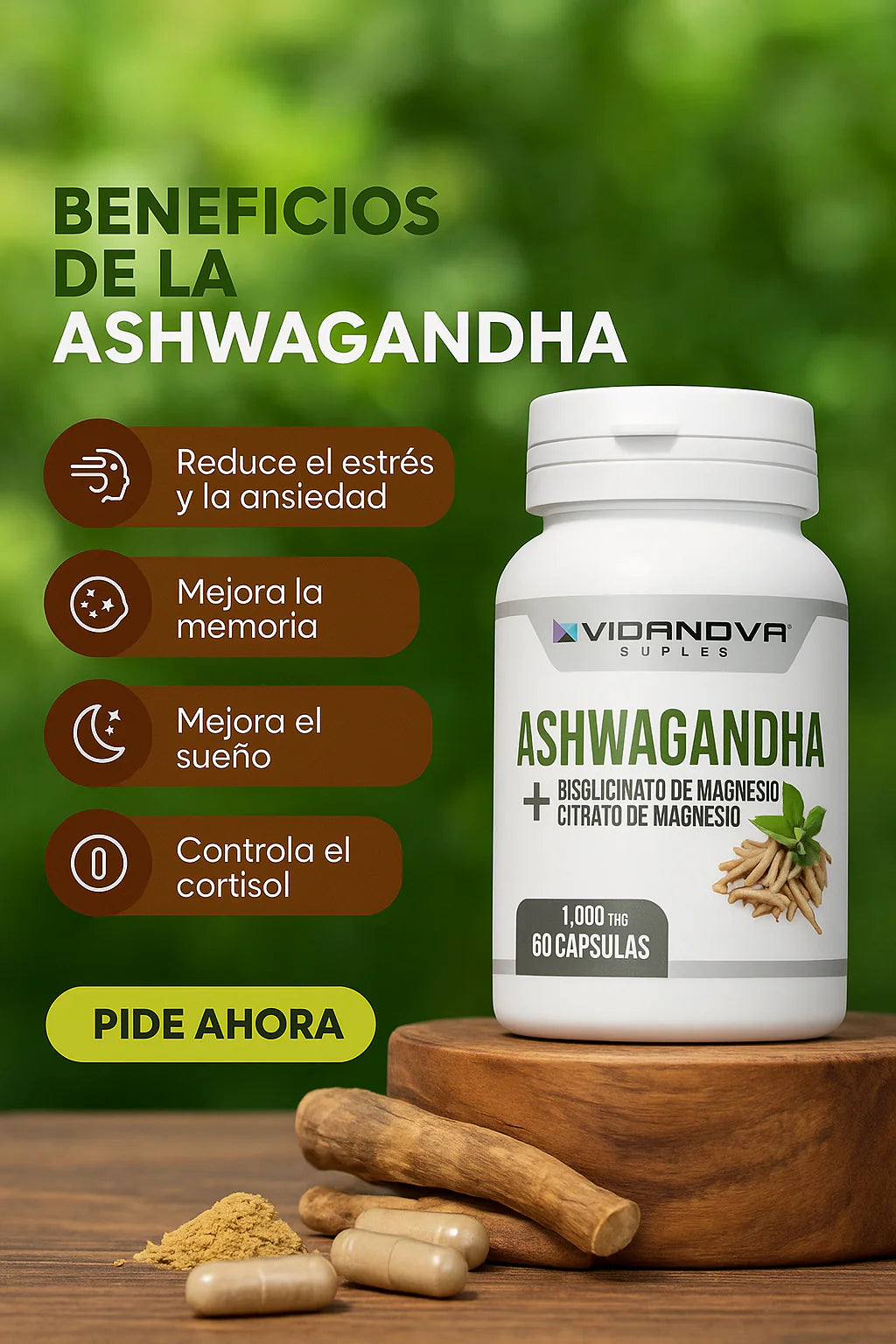 ASHWAGANDHA + MAGNESIO 1000mg 60 CAPS