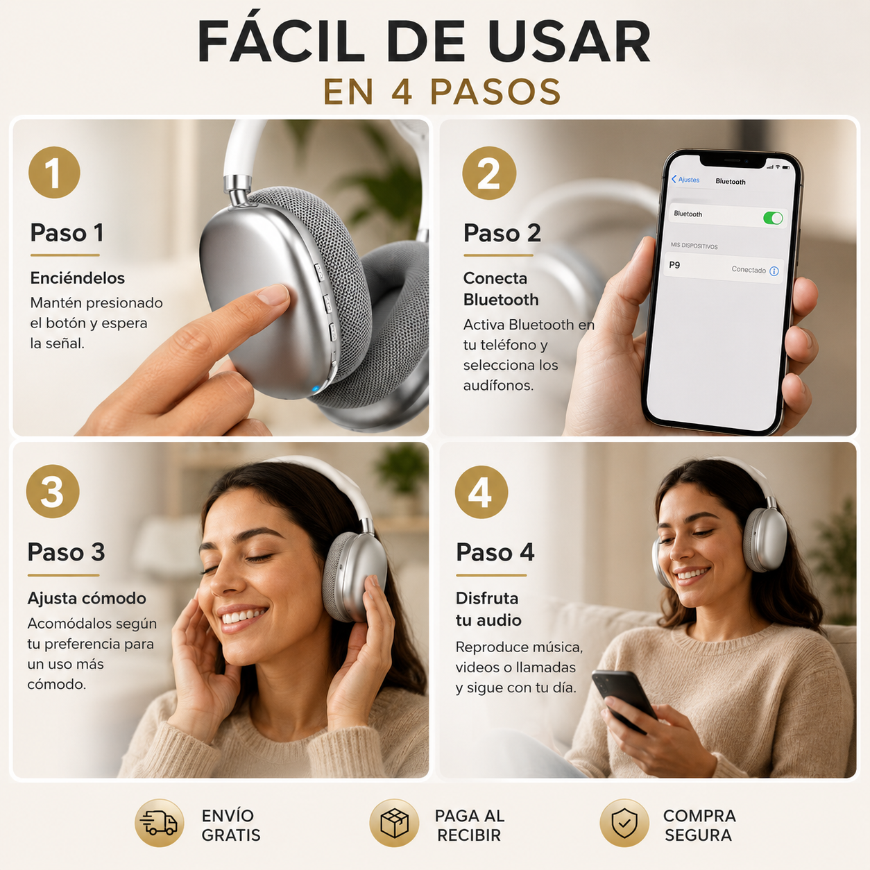 Auriculares P9 Pro Max - Sonido cómodo para cada día