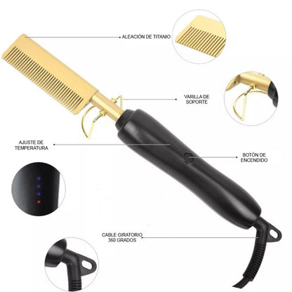 PEINE CALIENTE ALISADOR DE PELO, 2 EN 1
