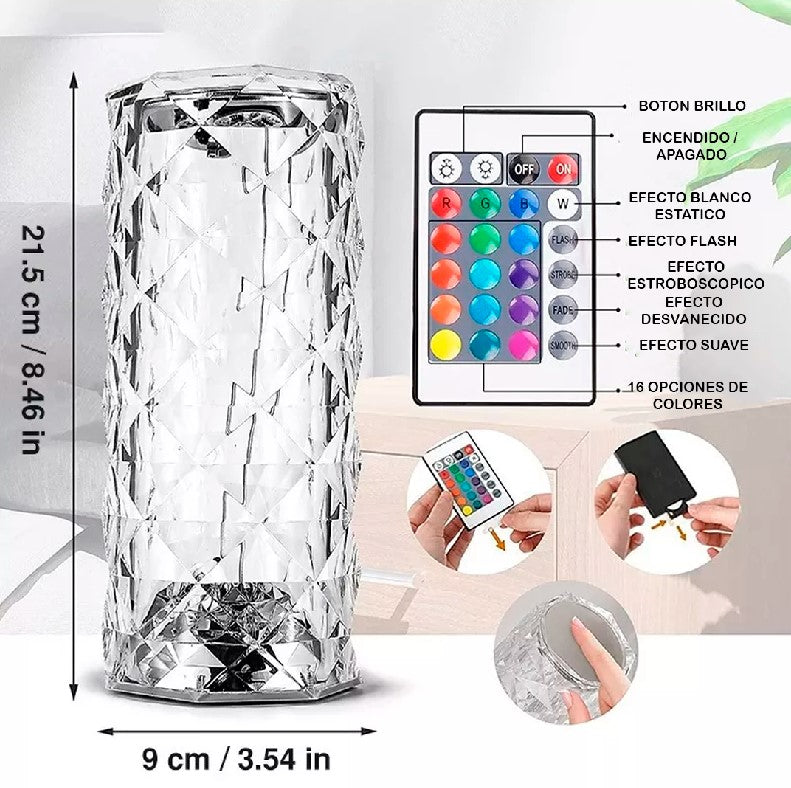 LAMPARA DE ACRÍLICO LUZ DIAMANTE TÁCTIL