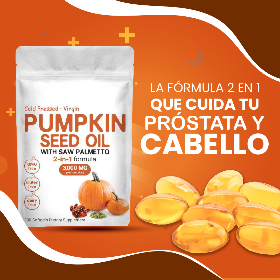Aceite de Calabaza y Palmito - Apoya cabello fuerte y bienestar urinario