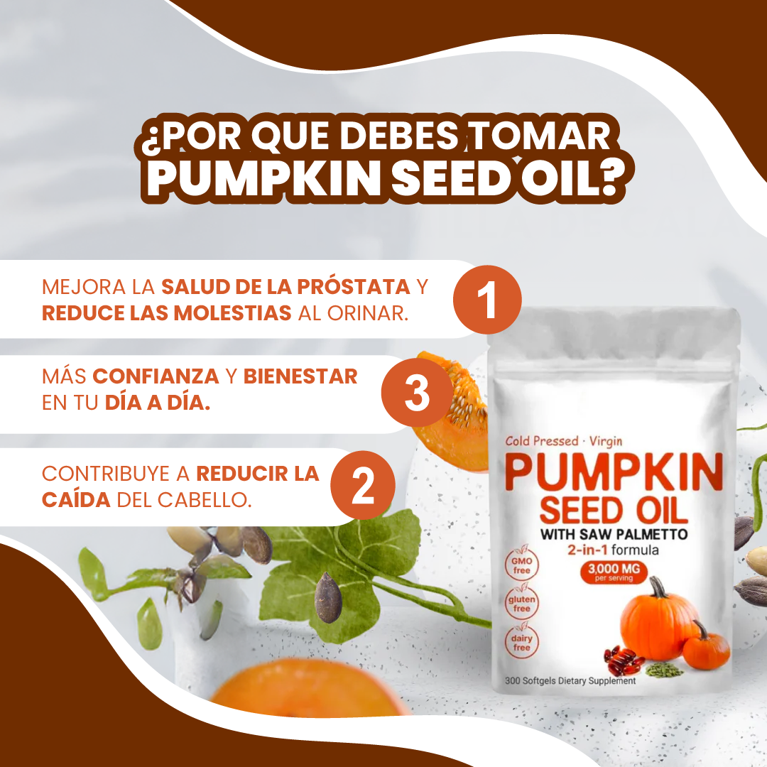 Aceite de Calabaza y Palmito - Apoya cabello fuerte y bienestar urinario