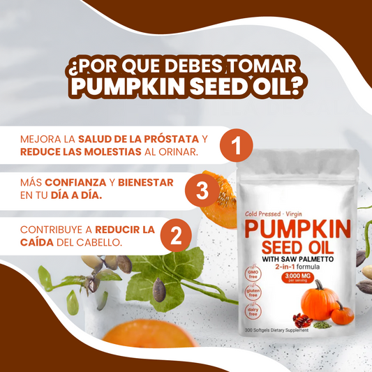 Aceite de Calabaza y Palmito - Apoya cabello fuerte y bienestar urinario