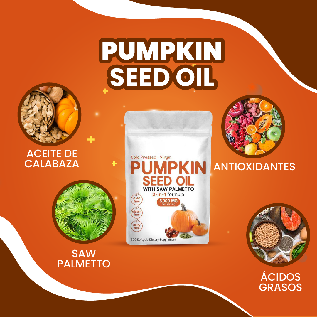 Aceite de Calabaza y Palmito - Apoya cabello fuerte y bienestar urinario